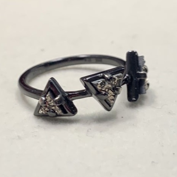 Charmed Aroma Sterling Silver Black Triangle Druzy Ring - Size 8 - Picture 9 of 12